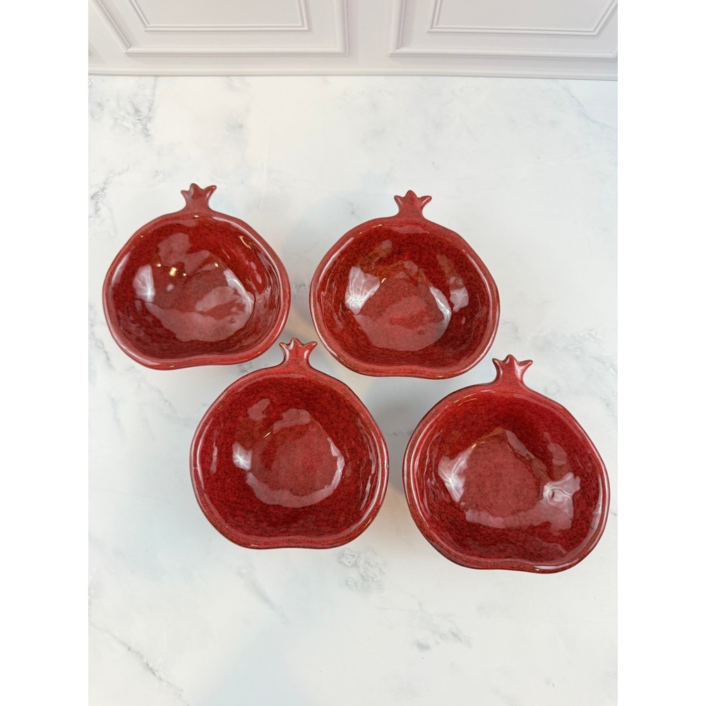 VTG Set of 4 Pottery Barn Pomegranate Shaped Bowls 5"